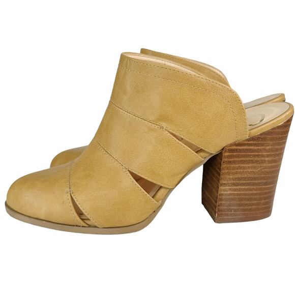 CCOCCI Faith Leather Mules Coccinelle Slip On Shoes Block Heels Tan Brown 9 - Picture 3 of 9